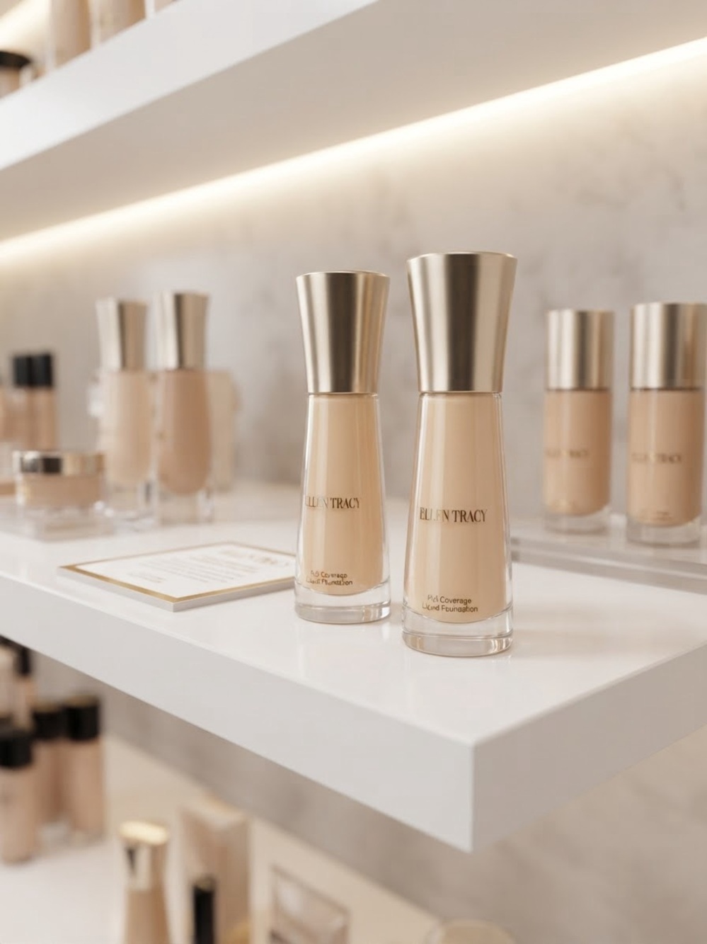 Ellen Tracy Liquid Foundation Duo in Cream Beige with Gold Caps